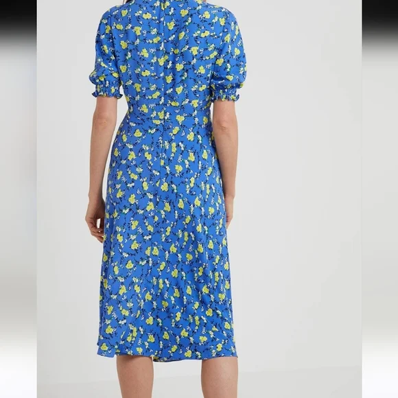 $308 Diane Von Furstenberg Jemma Shirred Floral-Print Crepe Dress - Picture 10 of 15
